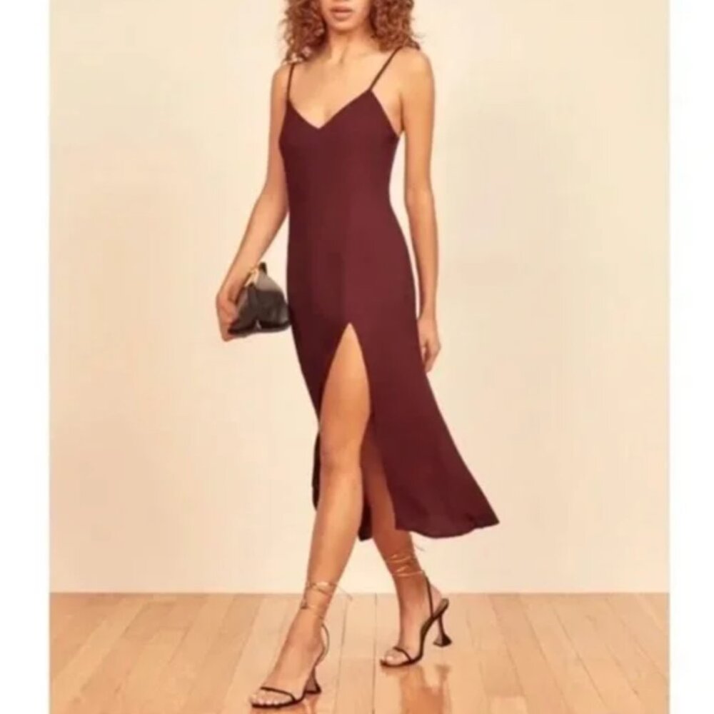 Reformation Burgundy Midi Dress